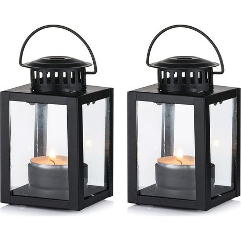 Lanternes pour Bougies Lanternes de Jardin, 2 Pièces Suspendues Petites Lanternes pour Bougie ChauffePlat, Bougeoirs Bougie Noire pour Les Événement (1/5)