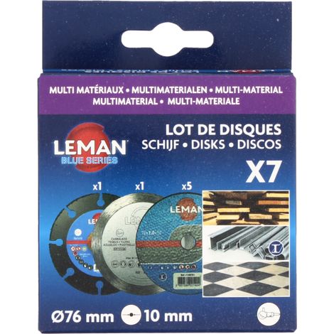PACK MEULEUSE DISQUES Ø76 CARRELAGE - BOIS – METAL - PACKMEUL.076 - LEMAN