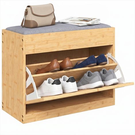 Console en bambou Tissu aspect lin 100 polyester 63 x 29 x 48 cm (1/5)