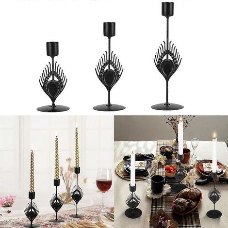 Ensemble de 3 bougeoirs en métal noir pour la décoration intérieure - Beauté et simplicité (1/4)