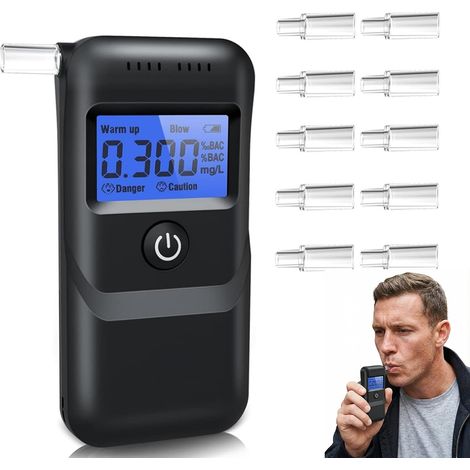 Portable Alcootest Ethylotest Electronique: Ethylotest avec Ecran LCD d'Affichage Testeur d'alcool ave 10 Embouchures pour Usage Domestique (1/5)