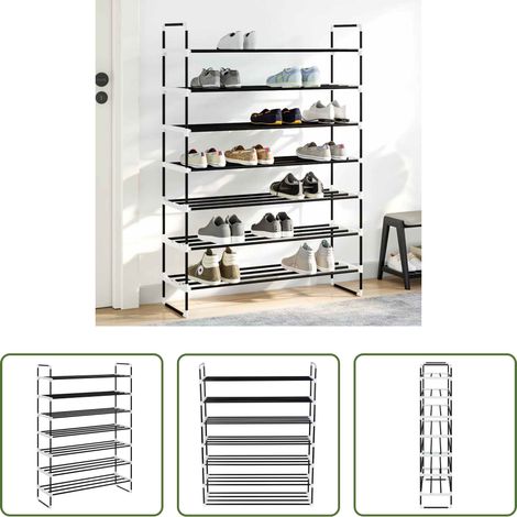 vidaXL Schuhordnung - Schuhregal mit 7 Etagen Metall und Kunststoff Schwarz (1/5)