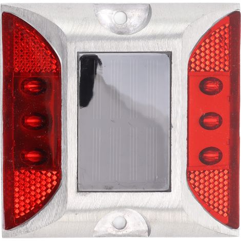 Ortviai Plot Lumineux Solaire pour Allée 6 LED en Aluminium Moulé Rouge Double Face IP68