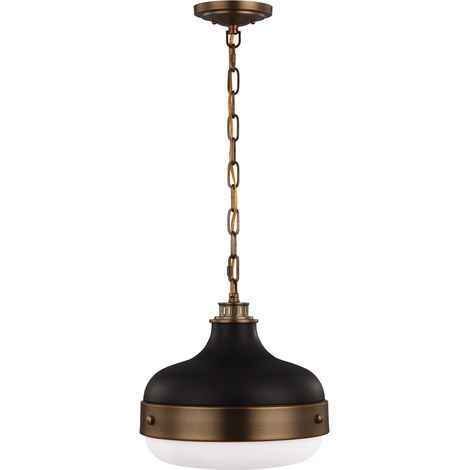 Elstead Cadence - Lampadario a 2 luci a soffitto in ottone antico, nero, attacco E27 (1/5)