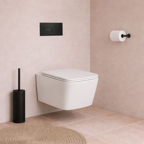 Inodoro Suspendido Blanco Brillo SOULHOME - Taza WC Cuadrada de Líneas Rectas con Tapa Slim Soft-Close y Fijaciones Ocultas  Diseño Minimalista (1/4)