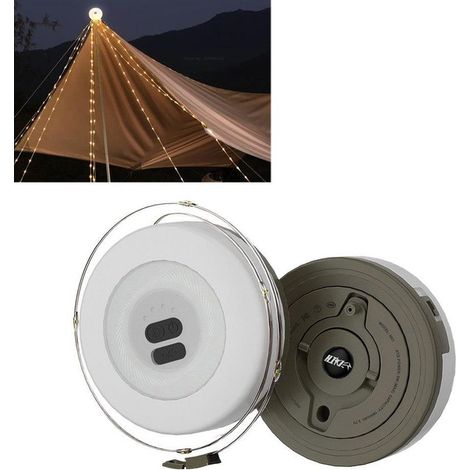 Guirlande lumineuse portable 2 en 1 pour camping, rechargeable, 10 m, verte. (1/5)