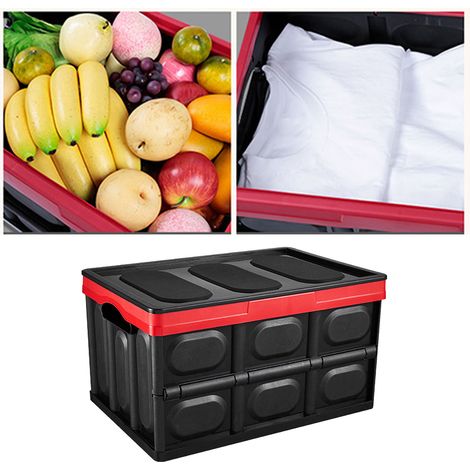 Coffre de rangement pliable pour coffre voiture, organiseur grande capacité, caisson ABS noir 39x26,5x22cm (1/5)