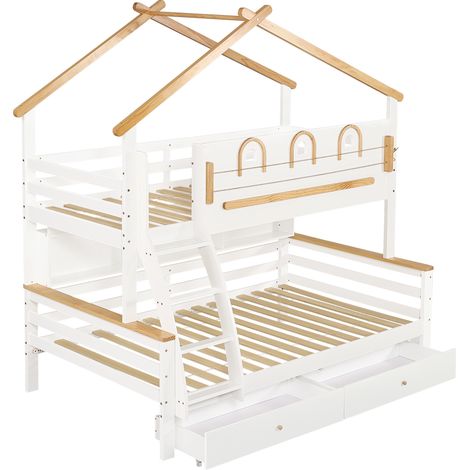 Litera infantil 90x200 cm y 120x200 cm pino MDF blanco y natural (1/5)