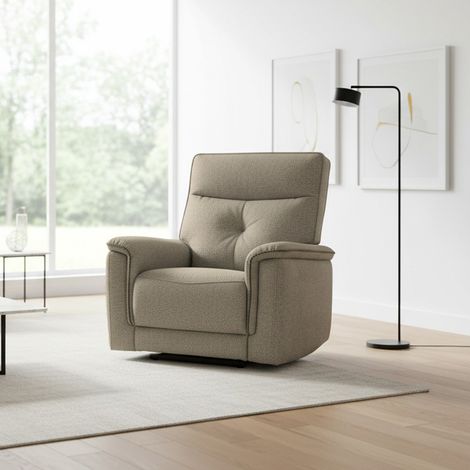 Poltrona relax Elysio con recliner elettrico in tessuto sabbia (1/3)