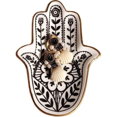 Vide-poches à bijoux, vide-poches à bagues, porte-clés Hamsa en céramique, œil maléfique, main de Fatima, cendrier, petit bol décoratif bohème pour la maison, cadeau pour un anniversaire de maman (1/5)