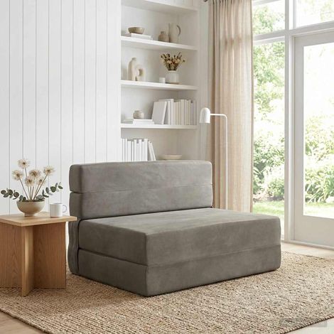 Sofá Cama Plegable Gris Claro 100 x 80 x 60 cm Tela