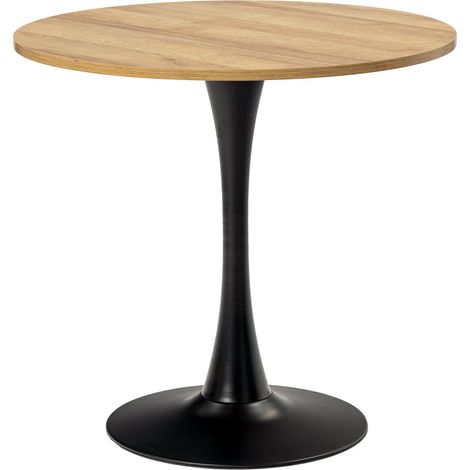 MEUBLES COSY Runder Esstisch im Vintage-Stil für 2–4 Personen für Wohnzimmer, Küche, Büro, Sperrholz und Metall, Eiche + Schwarz, 80 x 80 x 75 cm
