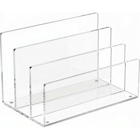 Porte-Lettres en Acrylique à 3 Compartiments, 17x10,1x10,1 cm boîte de Rangement Transparente avec 5 mm, pour Lettres, courrier Documents (1/5)