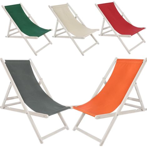 Strandstuhl mit Armlehne Strandliege Holz Liegestuhl Gartenliege Sonnenliege Faltliege Orange (1/2)