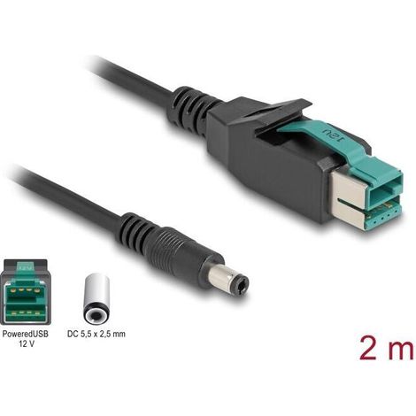 Delock poweredcable usb macho 12 v a dc 5,5 x 2,5 mm macho 2 m