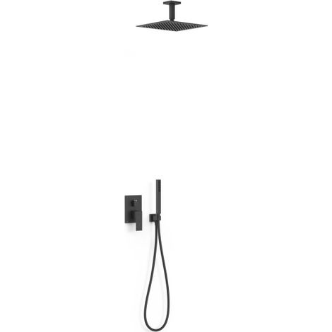 Kit mitigeur encastré 2 voies Rapid‑box pour douche Cuadro Noir mat - TRES 00638003NM