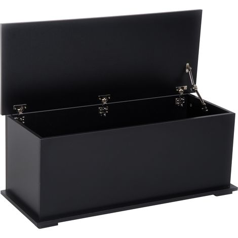 Storage Box Chest With Lid Ottoman Storage Keepsake Cabinet Chipboard Black (1/7)