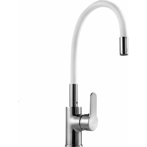 Grifo de Cocina Monomando Mirtak F19 Flexible Blanco con Caño Orientable (1/2)