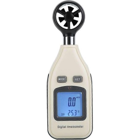 Anémomètre numérique portable à écran LCD avec fonctions de mesure de température et d'alarme. (1/5)