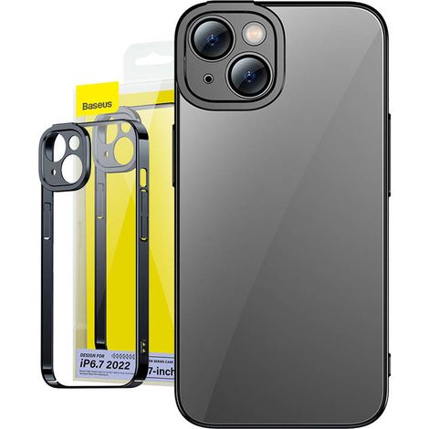 Baseus Glitzernde Klarsichthülle und Schutzglas-Set für iPhone 14 Plus (Schwarz) (1/5)