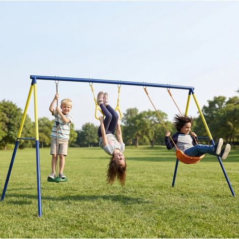 Altalena 3 in 1 per bambini in acciaio, telaio con anelli e altalena da 285x160x181 cm (1/5)