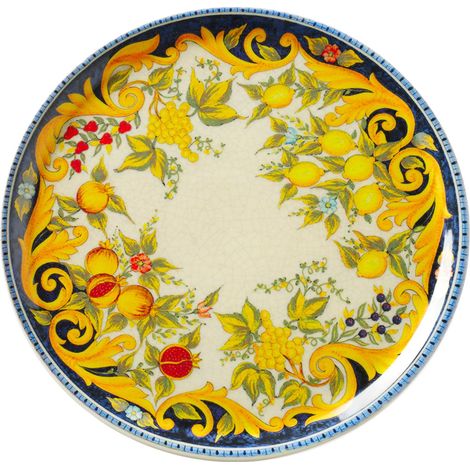 Hendi – Assiette à pizza en porcelaine durable 33 cm – Lot de 6 – Décorations sous glaçure – Va au micro-ondes et lave-vaisselle