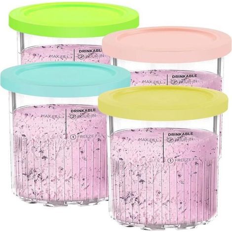 Ensemble de 4 récipients Creami pour sorbetière Ninja Creami Deluxe séries NC501, NC501EU et NC500 pots et couvercles, sans