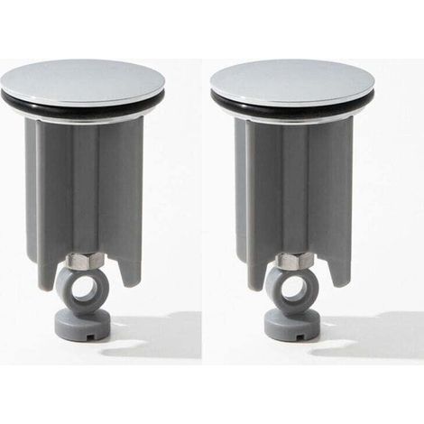 (Grau) 2er-Pack 40 mm Pop-Up-Waschbeckenstöpsel, höhenverstellbar, Badezimmer-Ersatz, verchromt, rostfrei, für Küchen und Badezimmer (1/5)