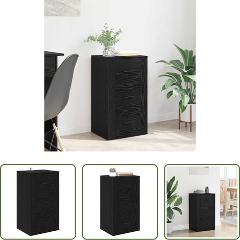 Holzwerkstoff - Sideboard Schwarz Eichen-Optik 40 x 33 x 70 cm Holzwerkstoff (1/5)