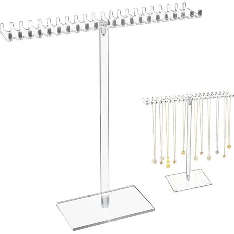 Schmuckständer aus Acryl, Schmuckaufbewahrung, Hängender Schmuckorganizer, Transparenter Schmuckhalter mit 42 Haken für Halsketten, Armbänder, Ohrringe und Ringe