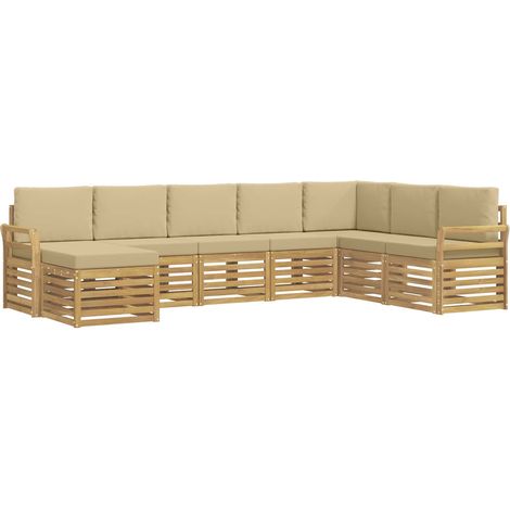 Ensemble de canapés d'extérieur 8 pc Blanc et Beige Polyester vidaXL
