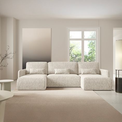 U-Sofa, 4-sitzig, umwandelbar, mit Bettkasten Lazare Hellgrau (1/5)