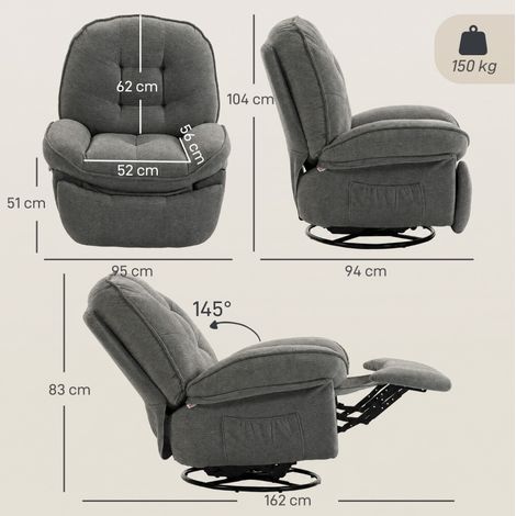 Sillón relax giratorio con balanceo e inclinación, gris claro OKMYHOME (1/5)
