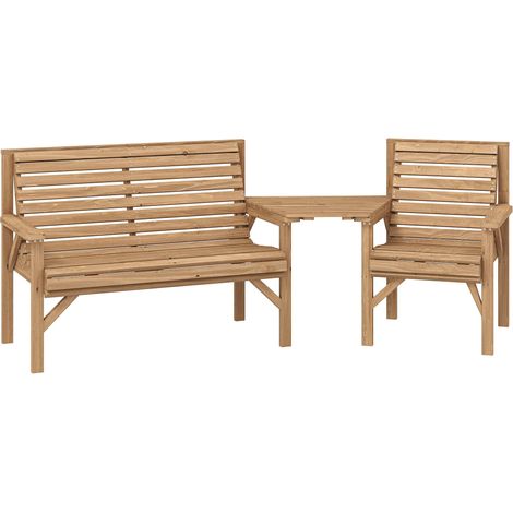 3-teiliges Terrassenmöbelset aus Holz mit Schirmloch