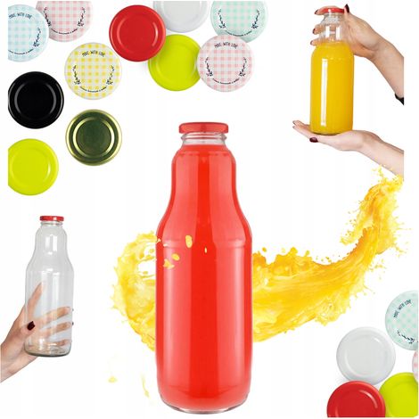 5x Bottiglia di FRUTTA 1L per Succo, Succo, Tintura 1000ml + TAPPO Bottiglie di Vetro (1/5)