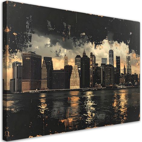 Impresión de Imagen, Horizonte de Nueva York estilo retro vintage ciudad, 45x30 (1/5)
