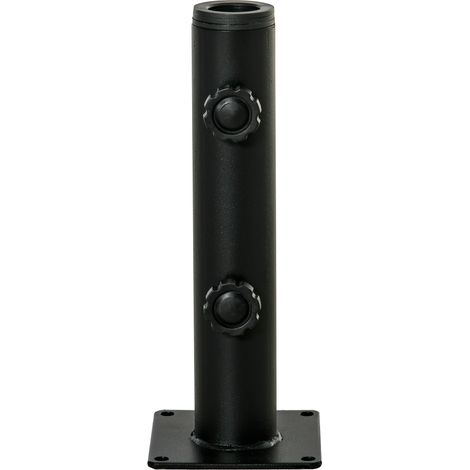 Support parasol sol ciment 2 boutons blocage 4 vis expansion base sombrilla 34/38/48mm 12x12x30 cm Noir