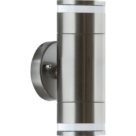 Lampada da parete per esterni da giardino, cromo opaco, IP54, 2x35W, terrazzo, WLL, 2xGU10, acciaio inox, Ideus 03570 (1/2)