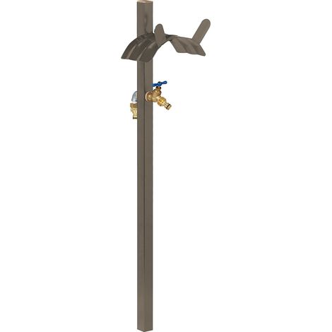 Portatubo da giardino con rubinetto autonomo 25 x 15 cm per una facile irrigazione in acciaio marrone 130009339