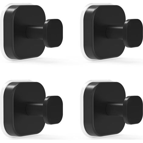 4 Pièces Crochets Ventouse Puissants Sans Perçage, Inox, Noir (1/5)