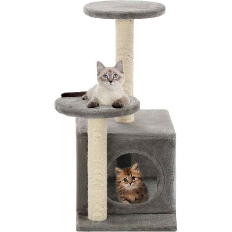 170517 vidaXL Cat Tree with Sisal Scratching Posts 60 cm Grey (1/5)