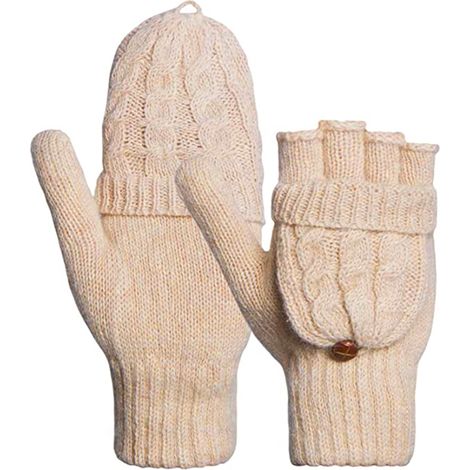 Gants en laine réversibles mignons et polyvalents, mi-doigts chauds pour l'automne et l'hiver, pour femmes et hommes. (1/5)