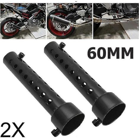 Lot de 2 silencieux d'échappement universels pour moto, 60 mm, noirs, compatibles avec les silencieux à chicanes. (1/5)
