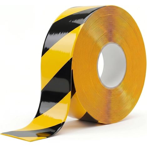 Ruban de Marquage au Sol Noir et Jaune Extra Épais 1,1 mm et Résistant 50 mm x 30 m pour Entrepôt et Industrie