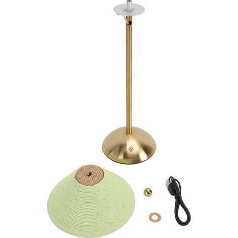 Lampe de table 3 couleurs sans fil en corde de papier tissée à la main, abat-jour de chevet pour chambre à coucher, vert (1/5)