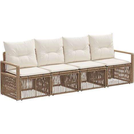 Gartensofa-set 4 pcs Beige Poly-Rattan vidaXL