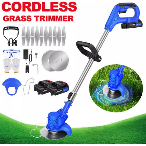21V Grass Trimmer Electric Cordless Strimmer Lawn Mower Pruning Cutter Garden 2PCS Battery (1/5)