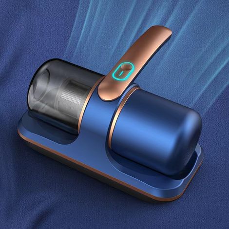 Bettstaubsauger, UV-Handstaubsauger, kabelloser Handstaubsauger für Matratzen, Matratzenreinigungsmaschine, Tiefenreiniger, vibriert 8.000 Mal pro Minute (blau) (1/5)