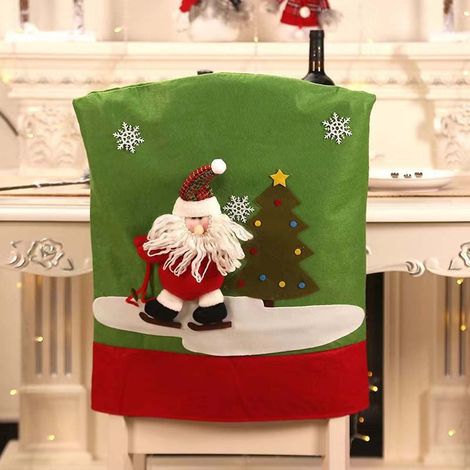 Housse De Chaise De Noël - Motif Père Noël - Pour Salle À Manger Et Fêtes Familiales - 1 Pièce (1/2)