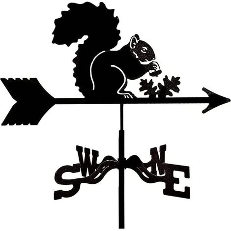 Girouette en métal, girouette de jardin, girouette d'extérieur avec support, idéale pour les fermes, les terrasses, les jardins et les pergolas - Écureuil (1/5)